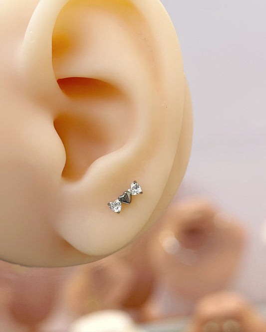 Piercing Titanio Corazón triple